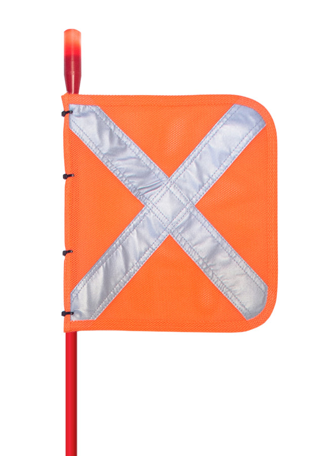 Buggy whip with an LED light viewed from the top, designed to enhance the visibility and safety of off-road vehicles, featuring a bright and flexible lighted construction.