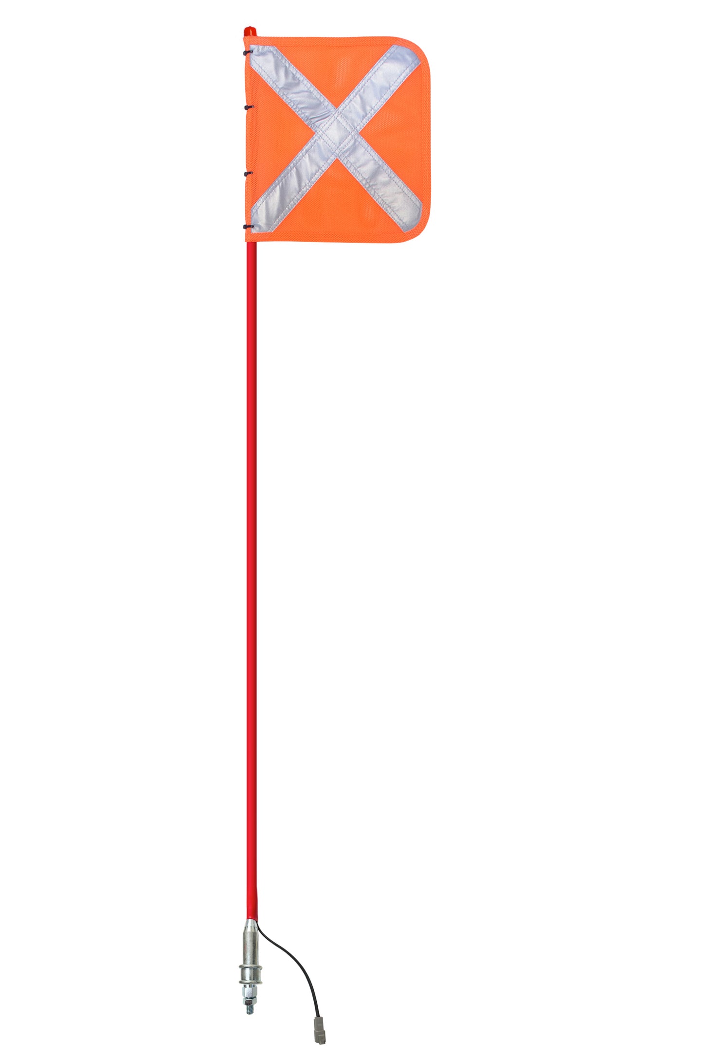 Buggy whip with the LED light in the off position, designed for off-road vehicles to enhance visibility and safety with a durable and flexible construction for secure mounting.