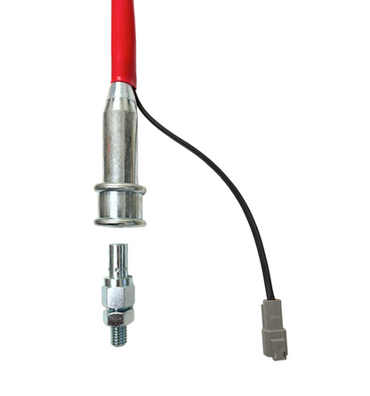 Vehicle Safety Flag (VSF) base in the open position, showcasing its design for secure attachment and stability of safety flags on vehicles.