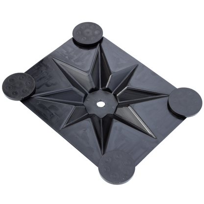 Bottom view of Vehicle Safety Flag (VSF) rubber feet, illustrating its base structure for enhanced stability on various surfaces.