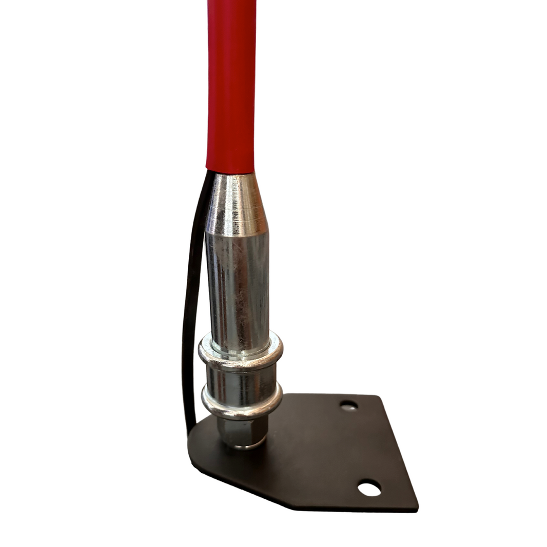 Vehicle Safety Flag (VSF) mounting plate, designed for secure attachment of safety flags to vehicles, ensuring stability and visibility.
